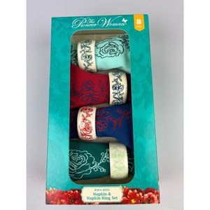 Pioneer Woman Napkin & Napkin Ring Set "Wishful Winter" 8 pieces New! Unopened